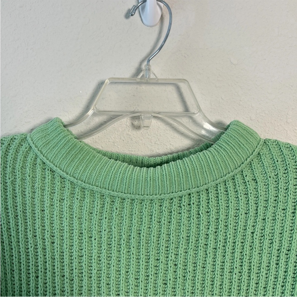 Aerie Crewneck Ribbed Tight Knit Sweater Fresh Green Women’s XS Oversized - Picture 2 of 11